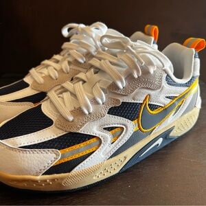 Nike Women's Sneakers - White, Navy, and Gold